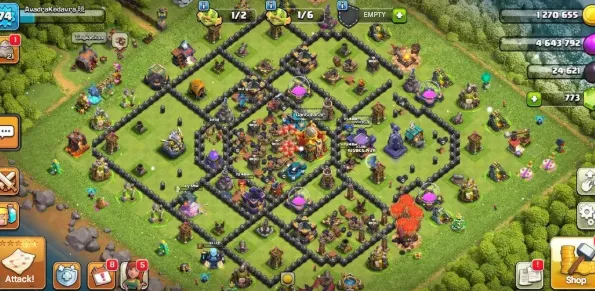 COC218 Max TH16 | 5 Builders | King 13 Queen 13 Warden 13 Minion Prince 47 Royal Champion 8 | 773 Gems | Hero Equipment Spiky Ball, Ice Arrows, Fireball, Lava Balloon, Rocket Spear 